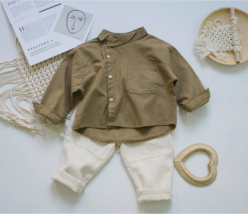 2020 Весенняя блузка для маленьких девочек и мальчиков повседневная льняная