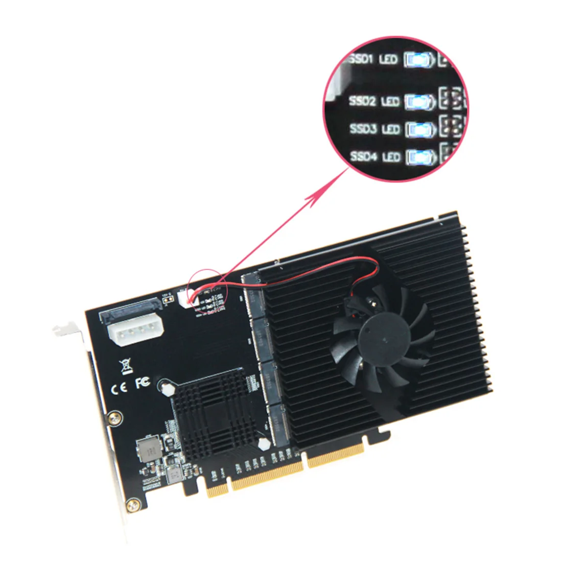 Карта адаптера XT-XINTE 215*125 мм PCI-E LM313 8X/16X до 4P M.2 (Протокол PCIe) Райзер-карта для NVME 2242