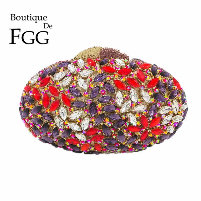 Женский Вечерний Клатч Boutique De FGG с зелеными кристаллами металлический клатч