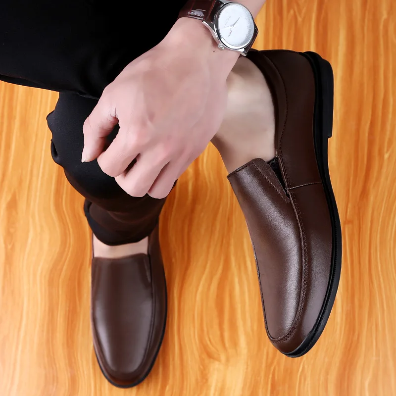 Легкие туфли на плоской подошве мужские мягкие кожаные ботинки кэжуал Мужская