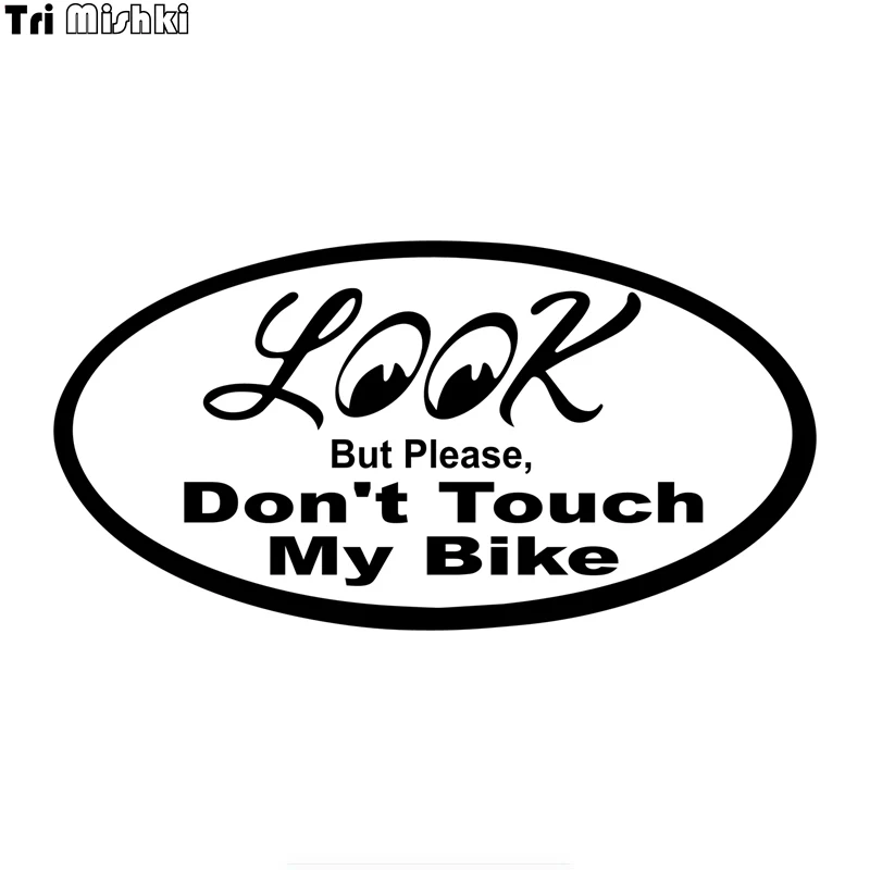 Tri miski HZX876 # предупреждающий вид, но, пожалуйста, не трогайте мой велосипед, забавная наклейка для автомобилей, виниловые наклейки, аксессуары для мотоциклов