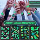 Светящиеся наклейки-татуировки для детей, Светящиеся Татуировки на руку и лицо, светящиеся наклейки на лицо, на руку и ногу для детей, боди-арт, татуировки русалки, Мультяшные