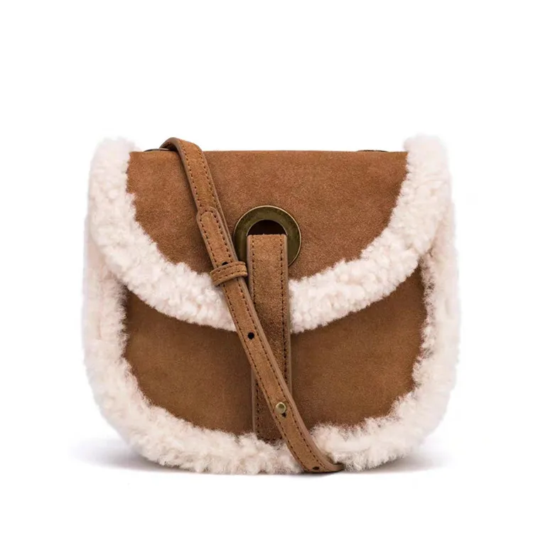 Модная женская Роскошная брендовая зимняя сумка-седло 2019 шерстяная сумка через