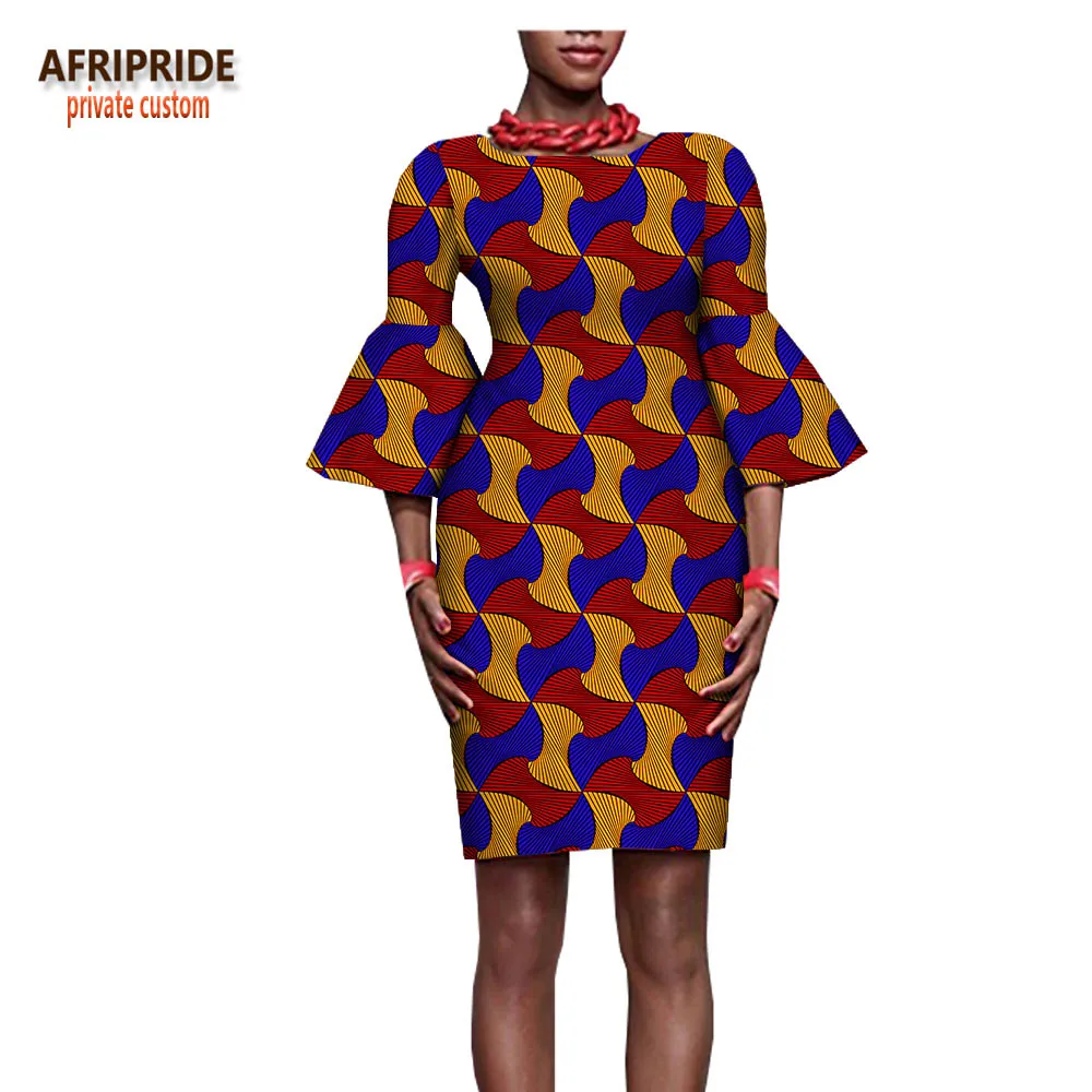 Лето Новое поступление AFRIPRIDE частный заказной плюс мини-платье для женщин с широкими рукавами батик хлопок повседневное Клубное платье sa722530 - Цвет: 543J