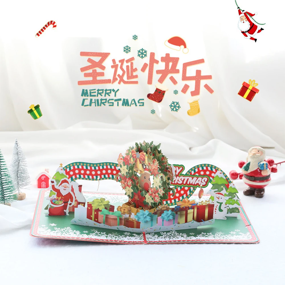 

3D Pop UP Santa Cards Marry Christmas Greeting Cards Party Invitations Gifts New Year Greeting Card Anniversary Gifts Postcard