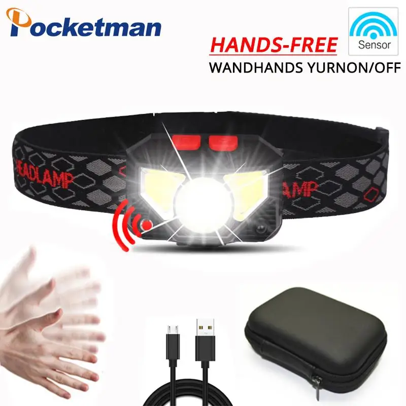 

Налобный фонарь с датчиком движения и встроенным аккумулятором