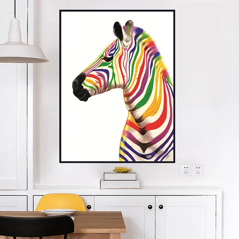 100% ручная роспись абстрактная Зебра Масляная Краска на холсте искусство картина