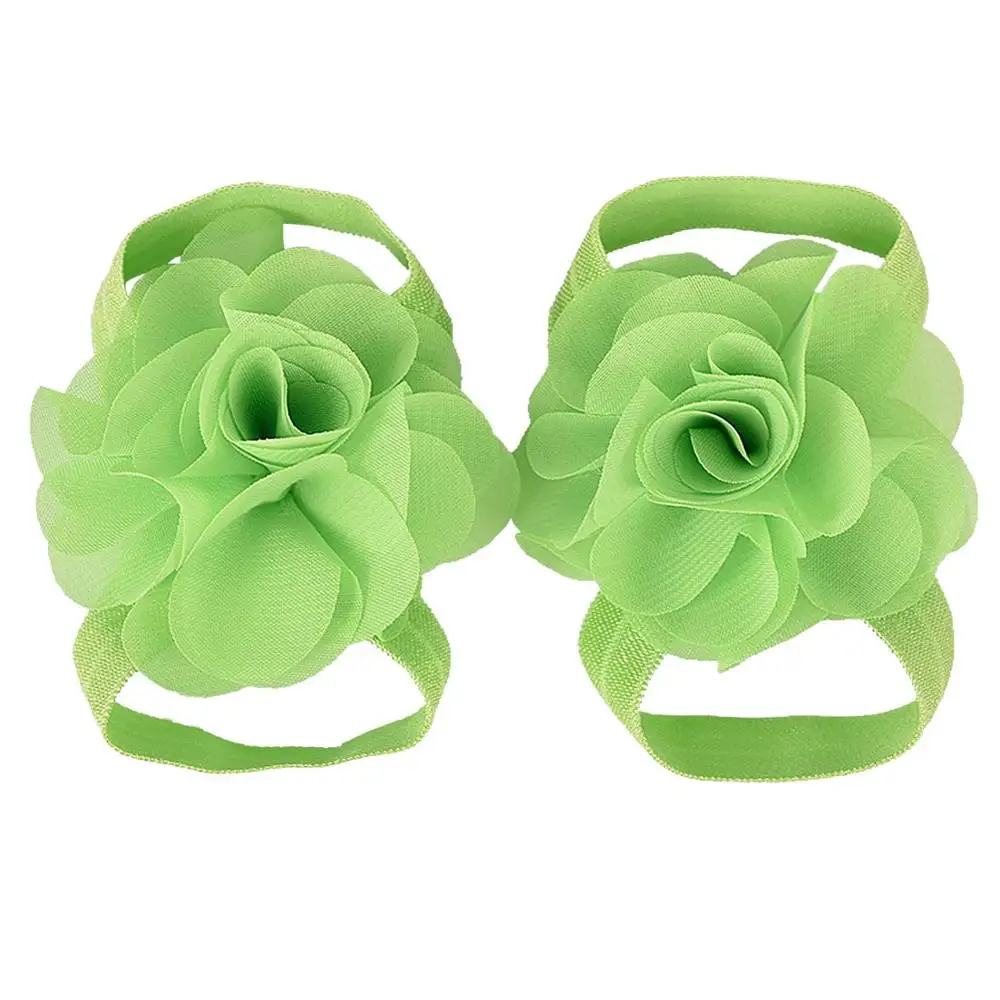 Lime Green Новинка; одежда из шифона с цветами; босоножки ботинки сандалии для новорожденных ботиночки для крещения обувь для маленькой девочки реквизит для фотосессии обувь для дня рождения для новорожденных и детей до 12 месяцев - Цвет: Lime Green
