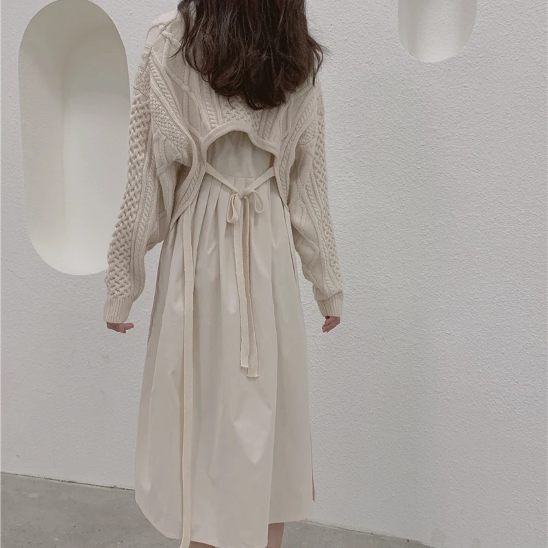 Возможно осенний комплект из двух предметов трикотажный свитер с v образным