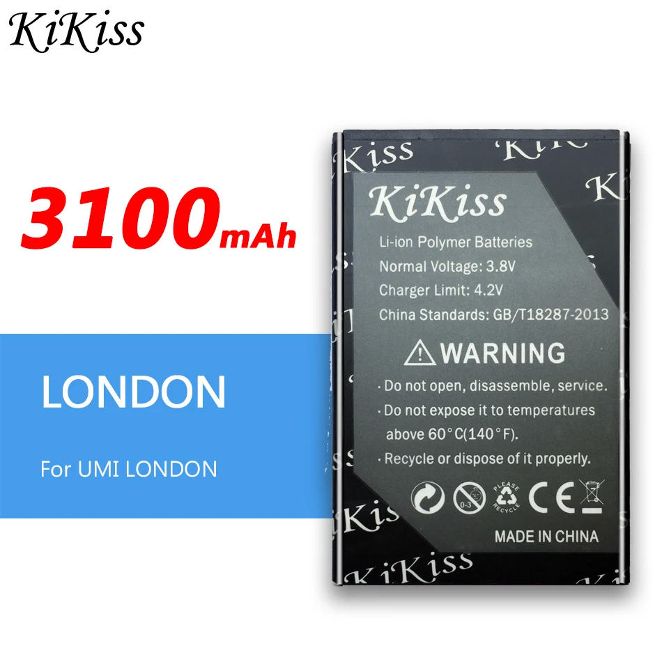 

KiKiss Grade A Smart Phone Replacement Battery LONDON For UMI LONDON Lithium Polymer Rechargeable Batteries 3100mAh