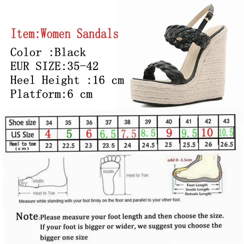 

Women Sandals New Rubber Strip Weaving Wedges Sandals Hemp Rope Slope Heel High Heeled Shoes Summer Heels Big Size 35-42