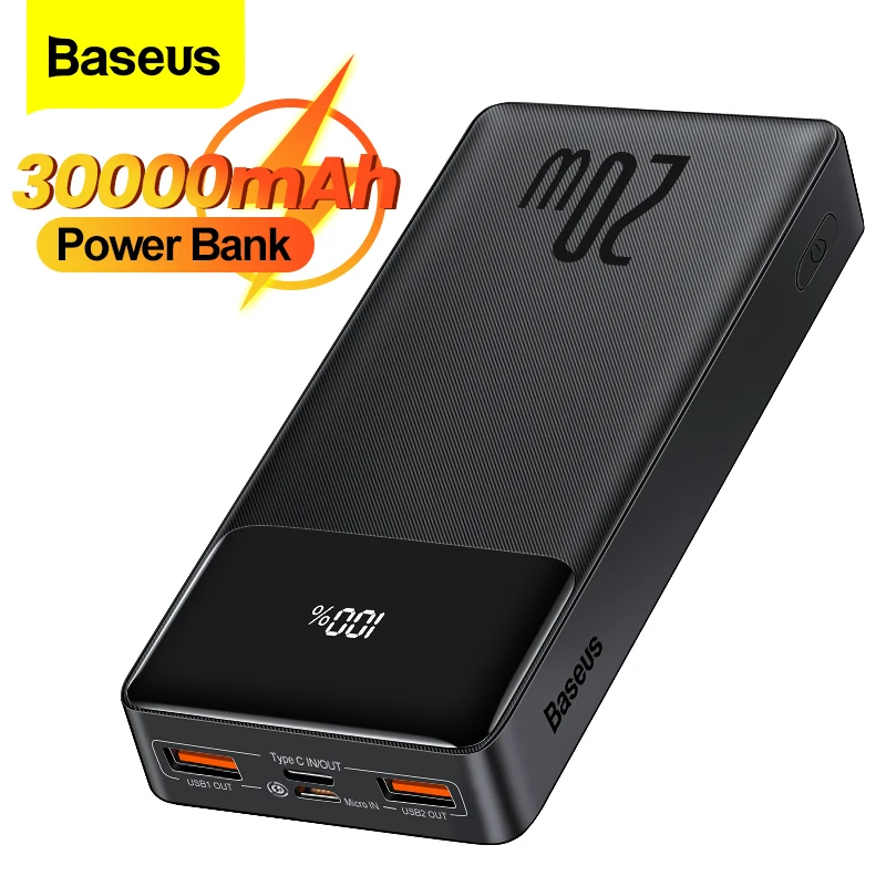 

Baseus 30000mAh Power Bank 20W Portable Charging External Battery Charger Pack 30000 mAh Powerbank For iPhone Xiaomi PoverBank