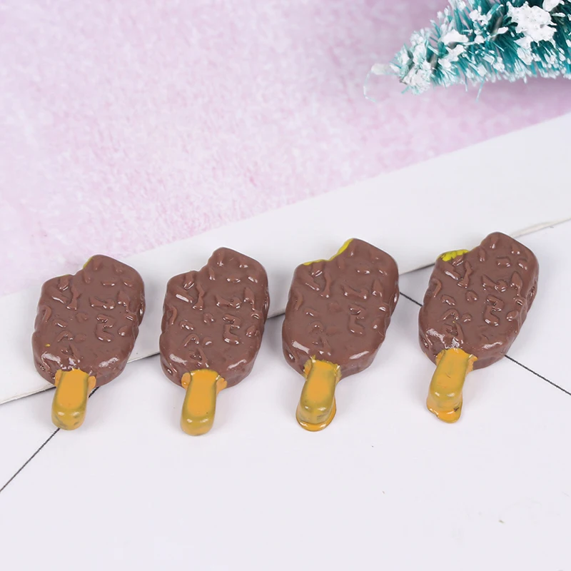 

4Pcs 1:12 Dollhouse Miniature Food Chocolate Popsicles Doll Kitchen Accessories
