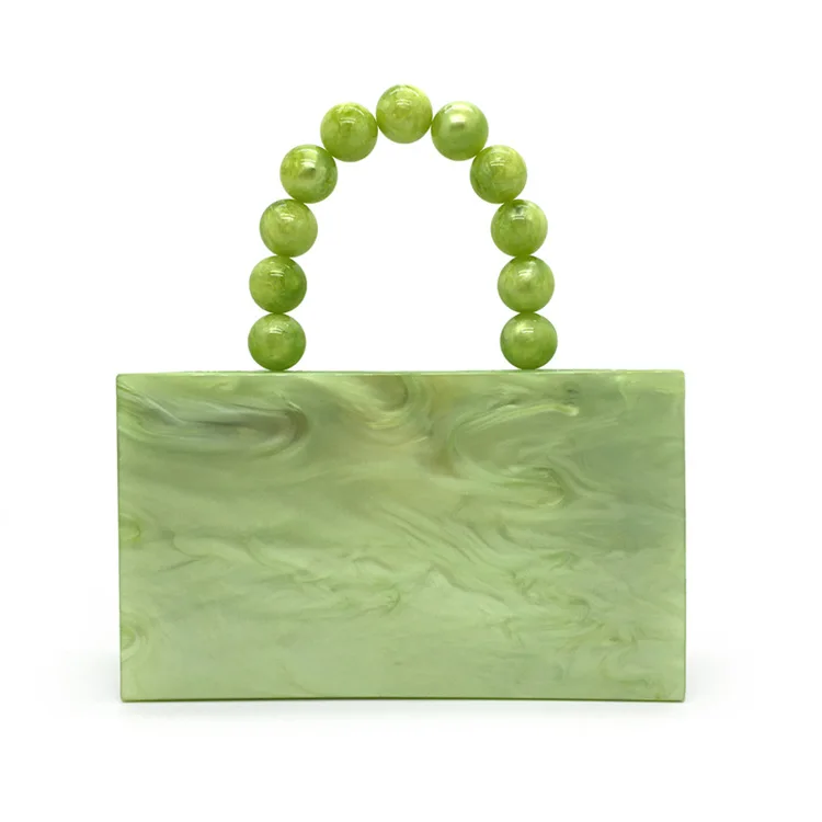 

2021 Chic Fresh Green Acrylic Evening Bags Fashion Women Ladies Party Wedding Purses Tote Bags