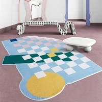 creative design nordic ins checkered carpet shaped living room coffee table carpet bedroom room internet celebrity bedside mats