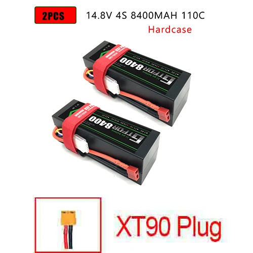 2PCS4S8400HARDXT90 DXF Lipo батарея 4S 8000mah 8400mah 14,8 V 110C 220C Hardcase для 1/8 1/10 масштаб Электрический радиоуправляемый Багги Truggy гусеничный автомобиль - Цвет: 2PCS4S8400HARDXT90
