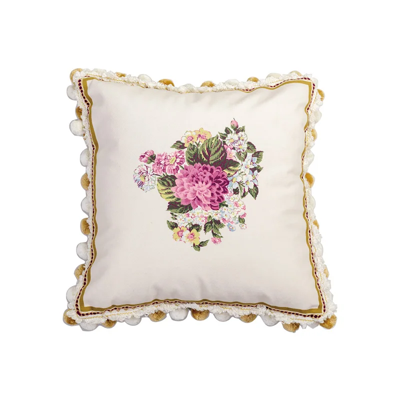 

Medicci Home Cushion Cover Elegant Flower Double Sided Print New Living Series Cream White Throw Pillow Case Eastern Home Decor