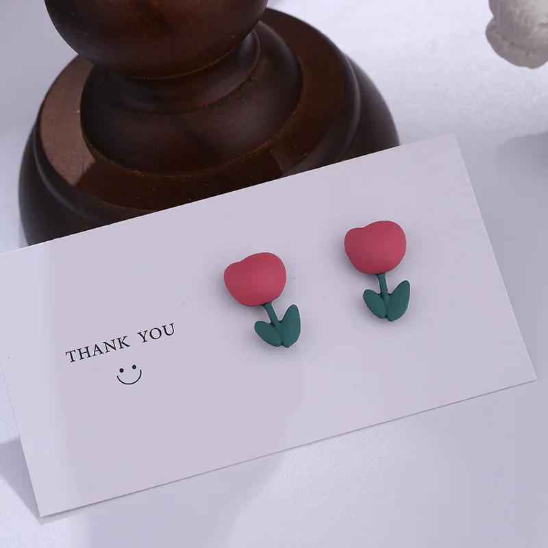 

2020 New Korean Style Rose Flower Stud Earrings For Women Girls Fashion Summer Accessories Elegant Sweet Simple Jewelry