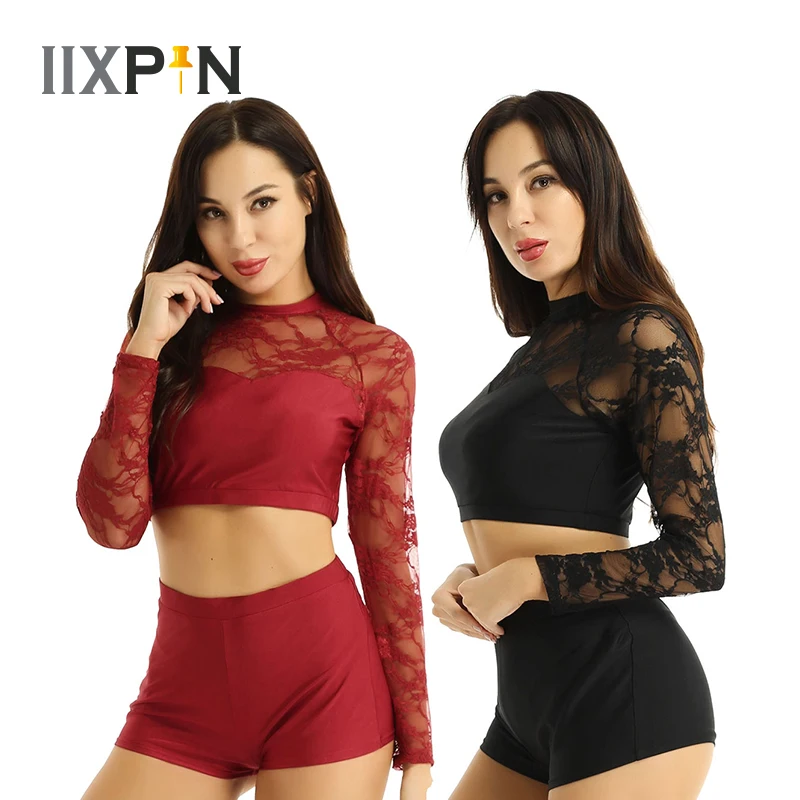 Женский костюм для балетных джазовых танцев гимнастический купальник короткий