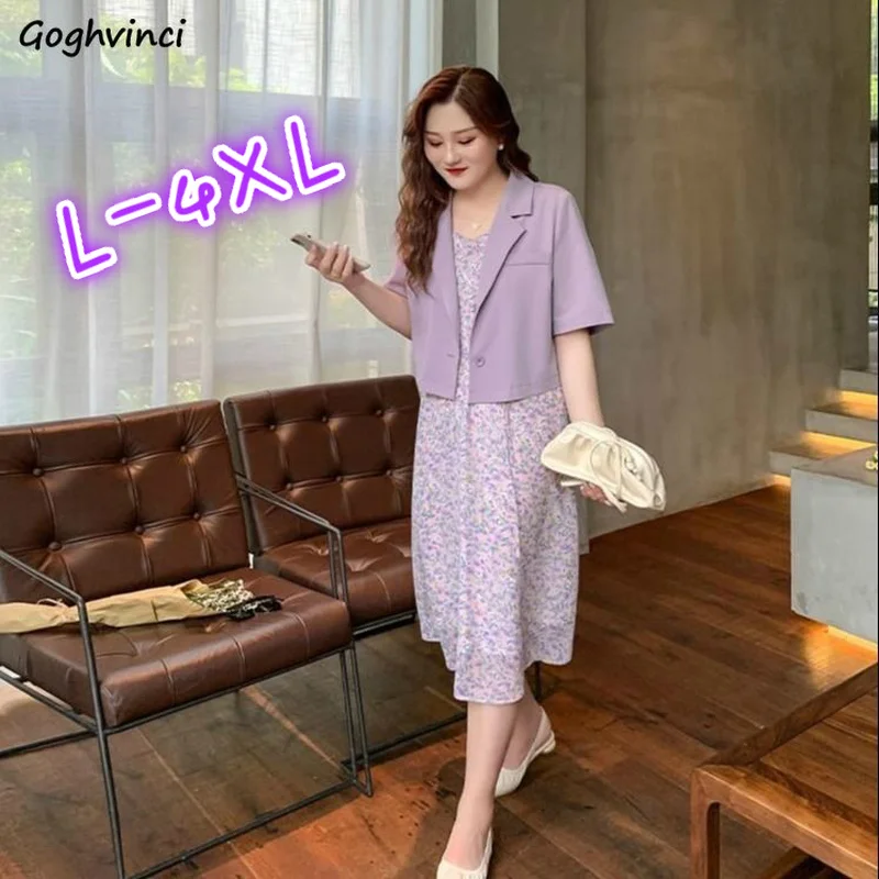 

Blazers Women Crop Top Single-button Short-Sleeve Plus Size 4XL Loose Summer All-match Leisure Short Outwears Trendy Korean New
