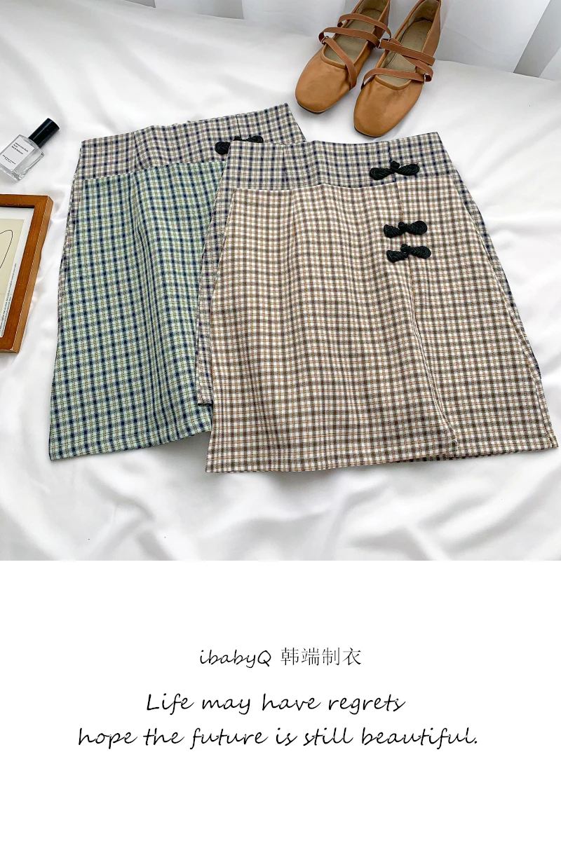 

2021 Summer's New Retro High Waist and Thin Plaid Skirt Lolita Skirt