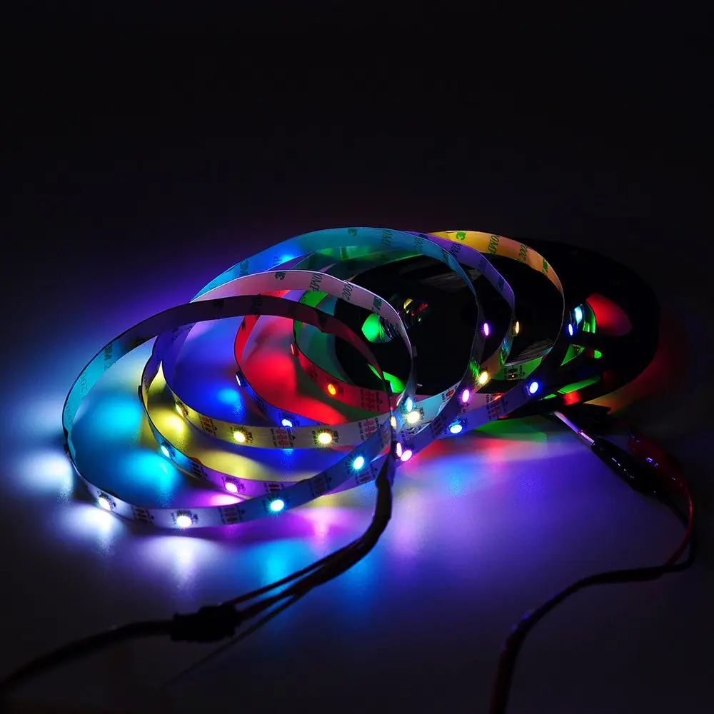 WS2811 WS2812B ws2812 IC светодиодный светильник 30/60 пикселей DC 5 в 12 В 5050 rgb индивидуально