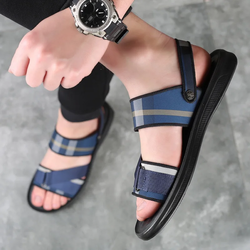 Murah Apakah Sandal Pria Oxford Kain 2021 Musim Panas Baru Lateks Pijat Pad Bawah Lembut Kasual Nyaman Memakai Sandal