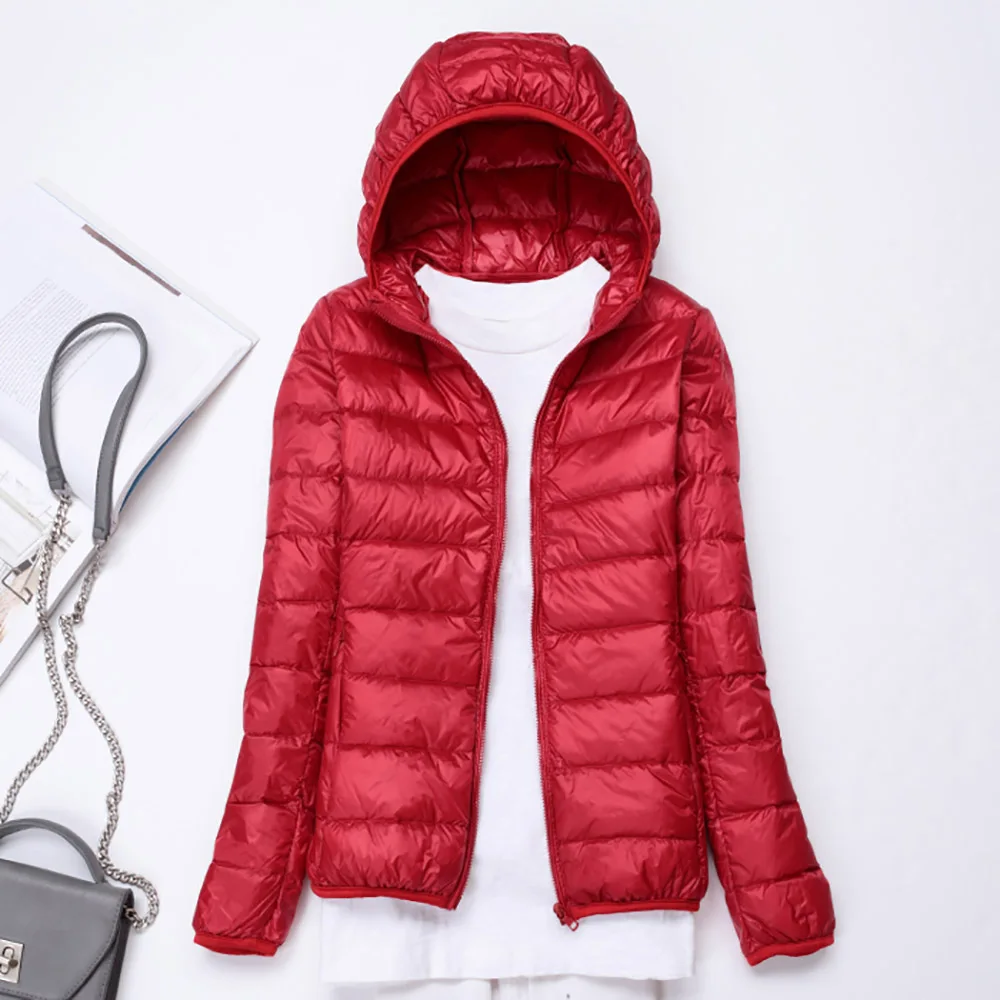 

2019 Autumn Winter Women's Jacket Outerwear Down Warm Coat Ultralight Large Size 5XL Basic Jackets Female Hooded Parka Overcoat