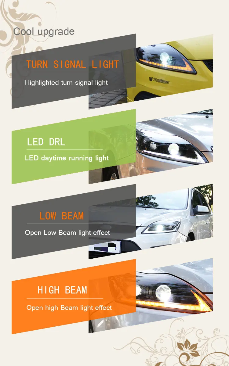2 шт. автомобильный стиль светодиодный фары для Ford Focus 2009-2013 для фокусировки Головной фонарь светодиодный DRL Объектив двойной луч H7 HID Xenon bi xenon объектив
