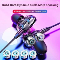 universal in ear heavy bass dual driver stereo wired earphones sports gaming headsets with mic for iphone samsung xiaomi huawei