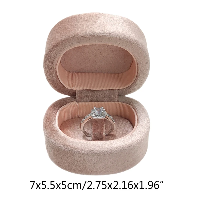 

D Shaped Velvet Ring Box Wedding Engagement Rings Organizer Jewelry Gift Display T21F