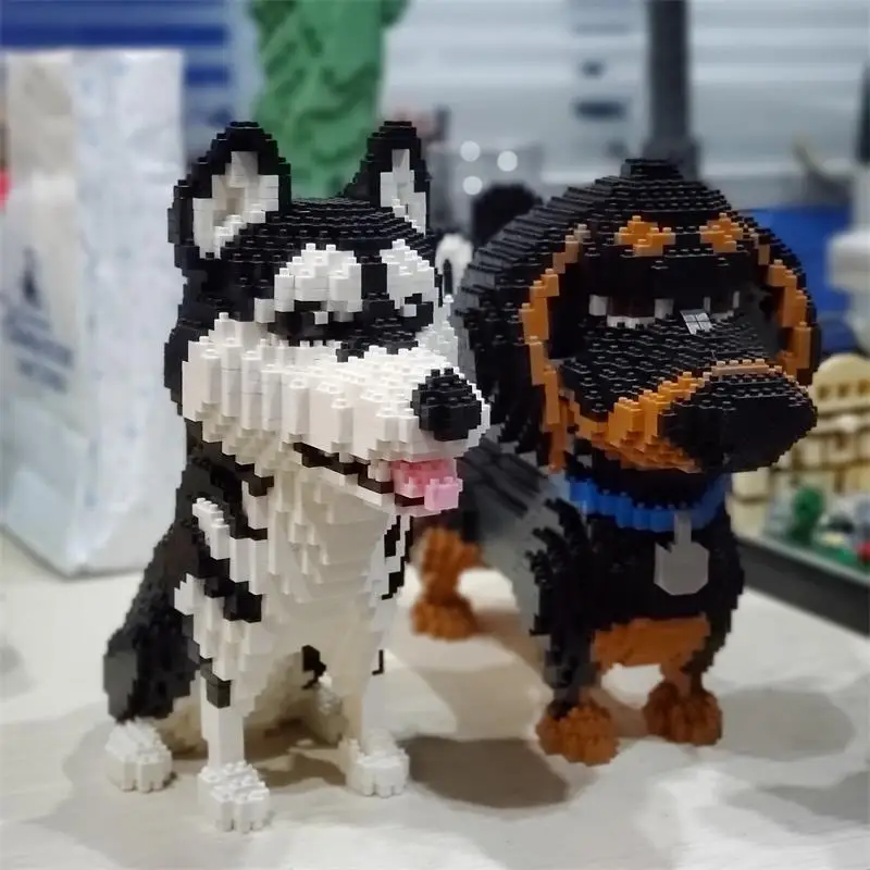 Алмазные блоки модель собаки маленькие игрушка шнауцера в сборе игрушки фигурки