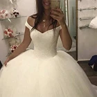 ANGELSBRIDEP бальное платье с V-образным вырезом, свадебные платья, Дубайский Африканский сексуальный с открытыми плечами, блестящее платье для невесты из Саудовской Аравии, женское платье