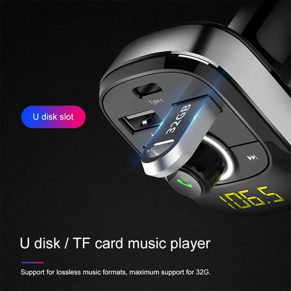 Bluetooth fm-передатчик Hands Free автомобильный MP3-плеер Bluetooth fm-передатчик комплект Hands-Free 3.1A двойной USB Автомобильное зарядное устройство type-c
