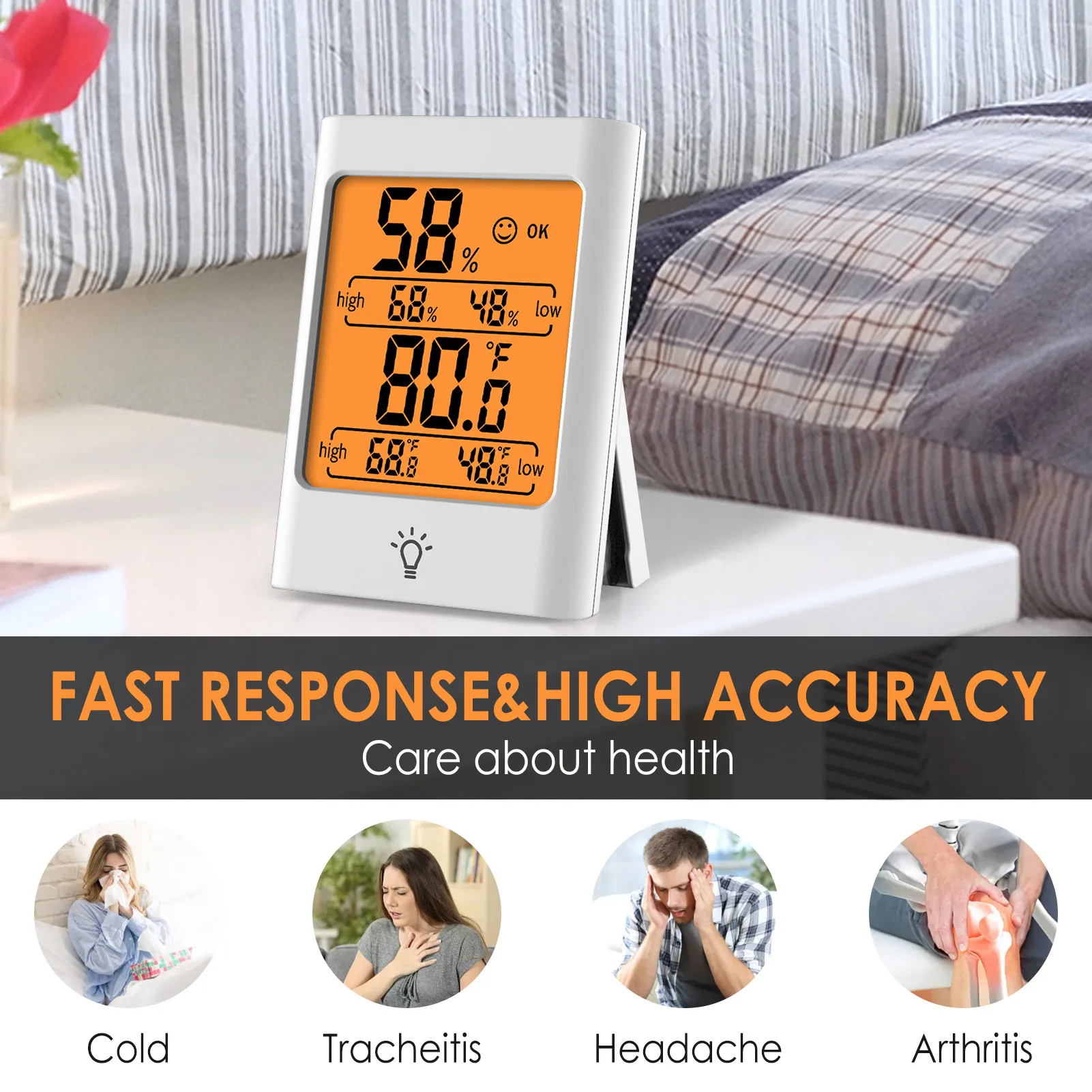 mc30 english version electronic digital display digital temperature and humidity meter high precision touch type hygrometer abs free global shipping