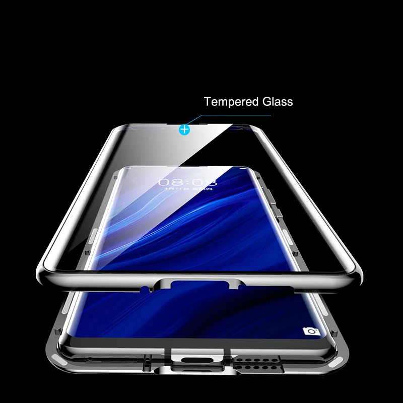 Полностью магнитный металлический Прозрачный чехол из закаленного стекла для