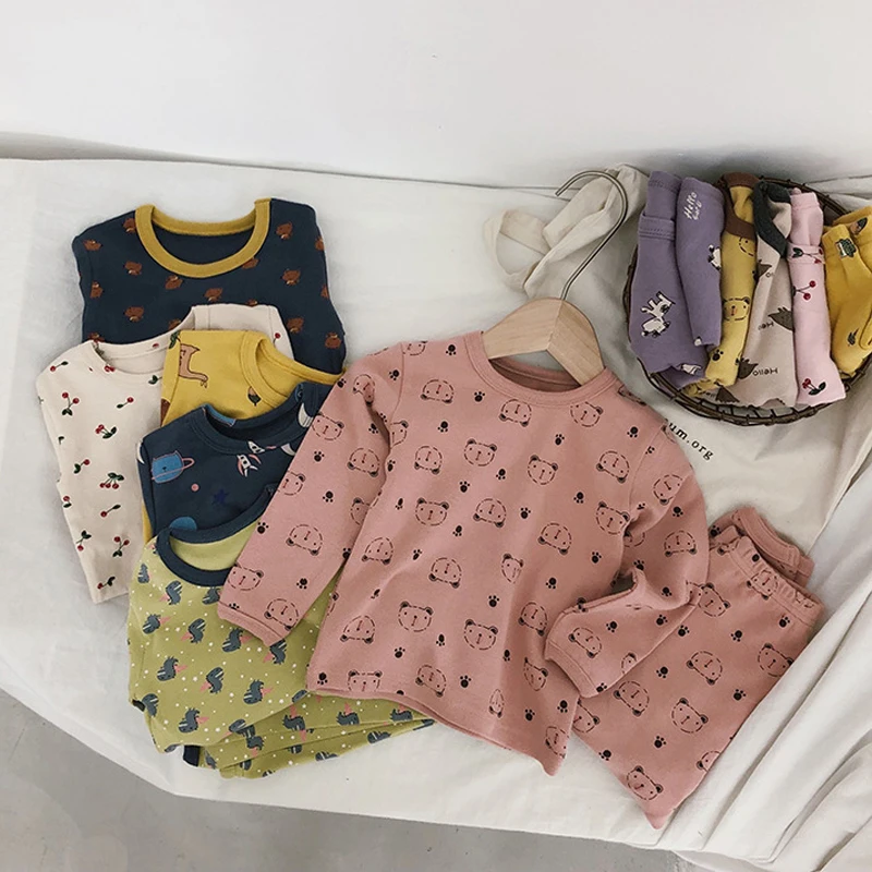 Новый комплект одежды для маленьких мальчиков и девочек хлопковая мультяшная