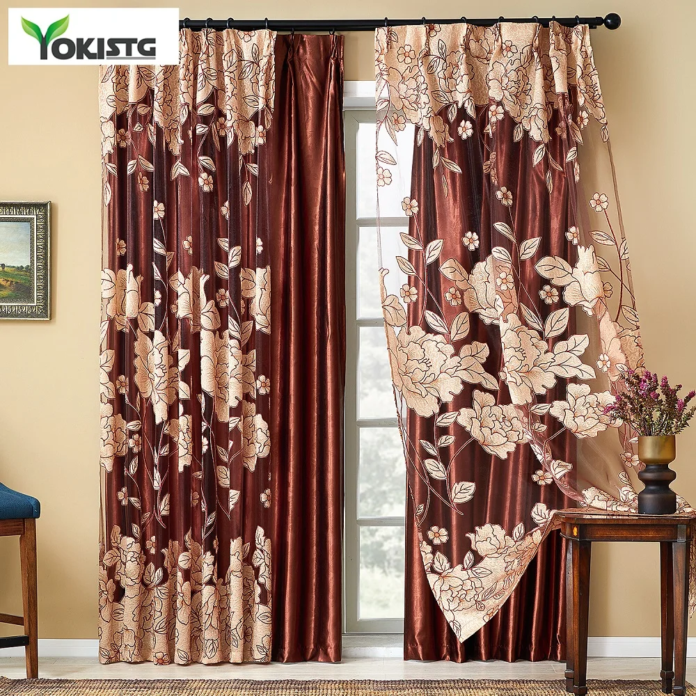 yokistg modern luxury embroidered sheer curtains for living room bedroom kitchen door tulle curtains drapes window treatments free global shipping