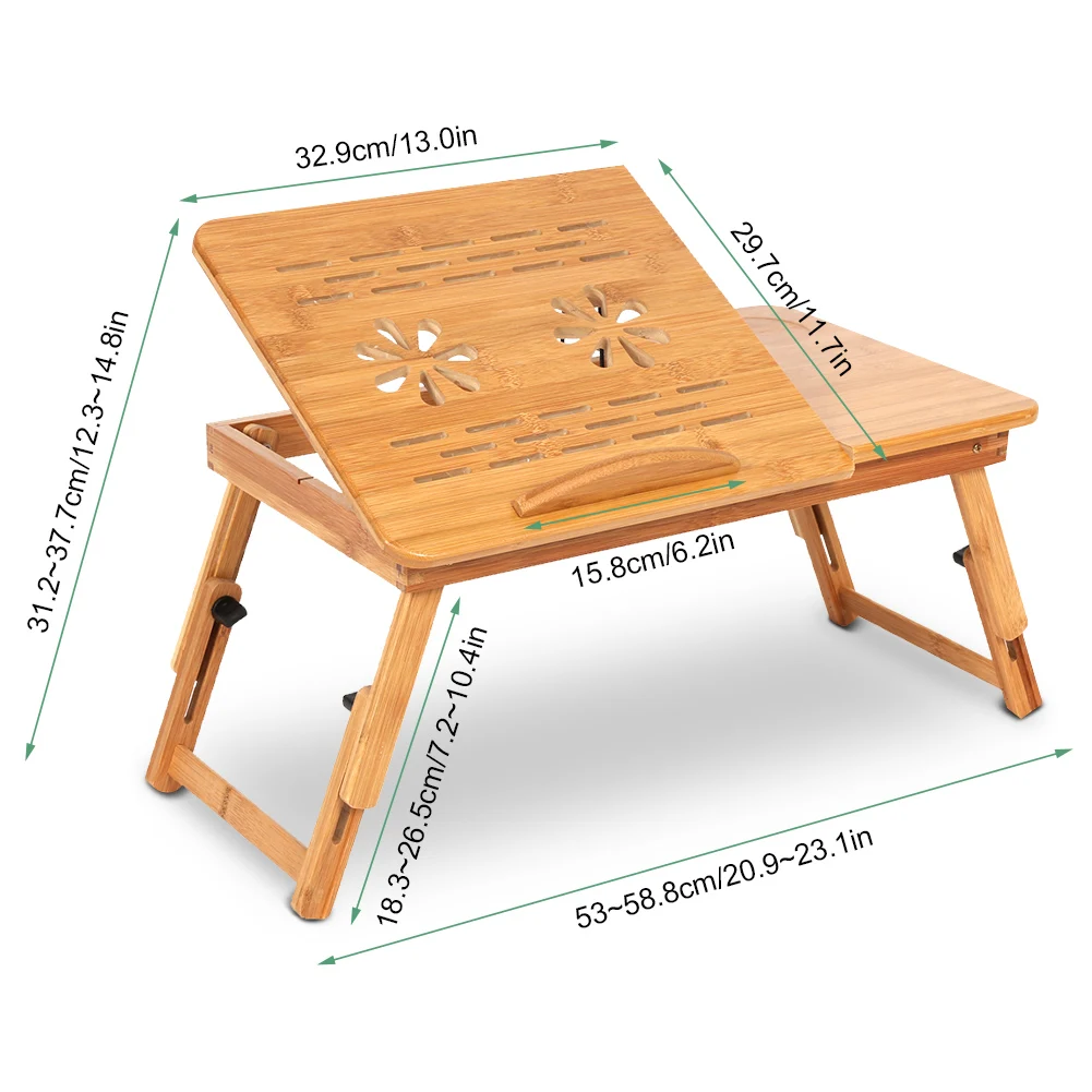 

1Pc Adjustable Table Laptop Bed Desk Bamboo Rack Shelf Dormitory Bed Lap Desk Portable Book Reading Tray Stand Table