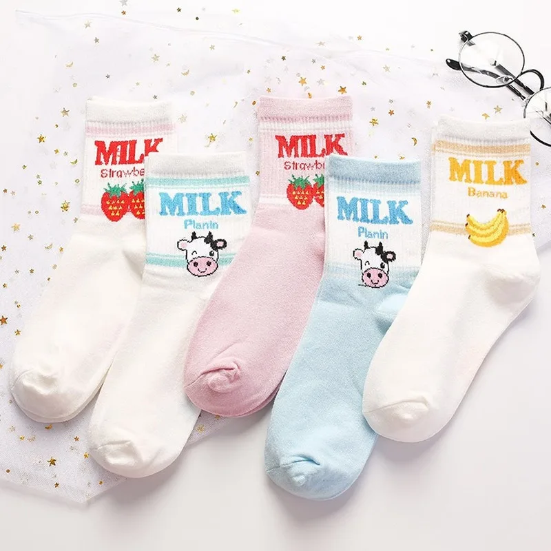 Японские Женские носки в стиле Харадзюку с фруктами хлопковые кавайными