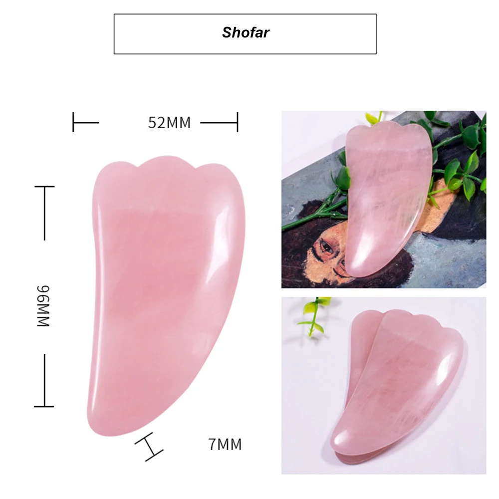 

Powder Crystal Jade Roller Set Rose Quartz Gouache Face Massager Natural Jade Gua sha Stone Board Beauty Skin Care Tool Pink
