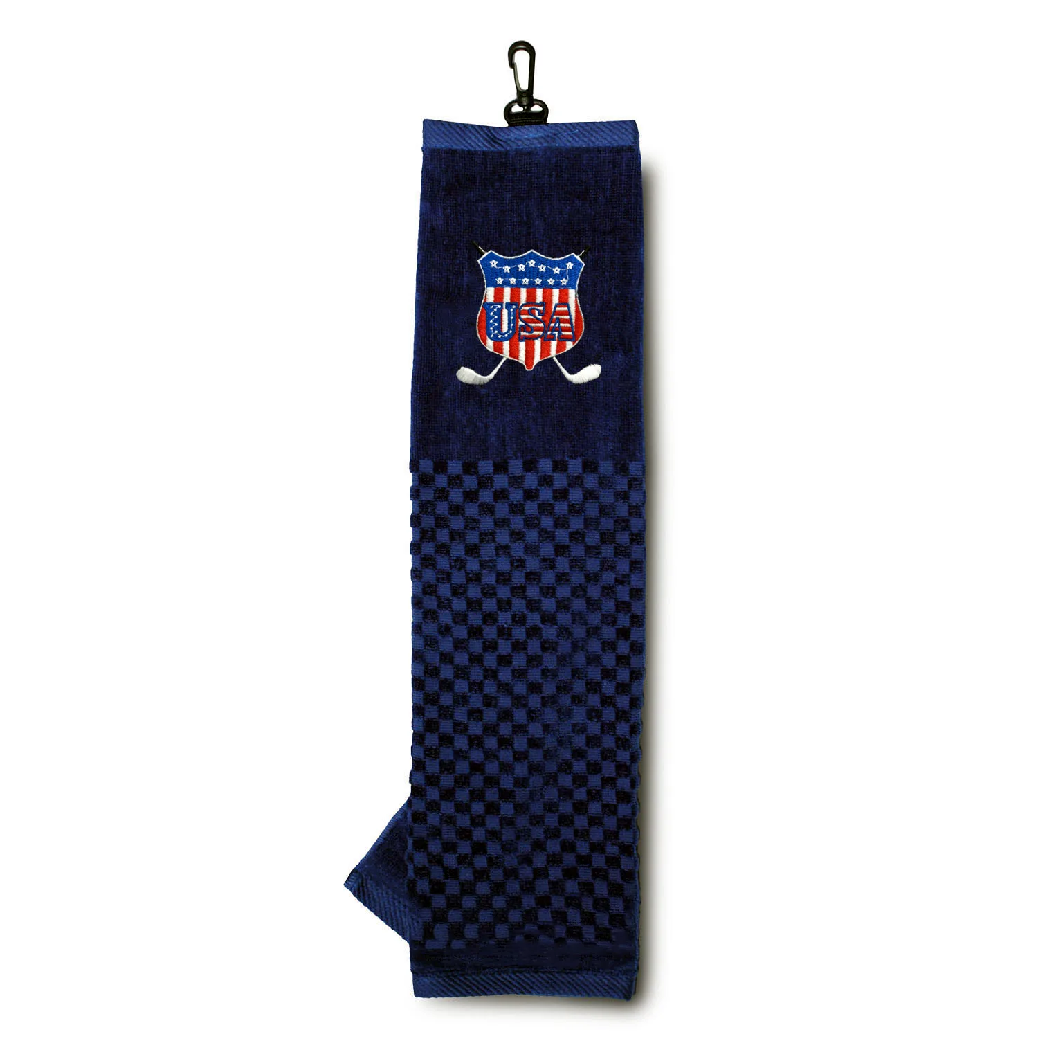 Waffle Pattern Tri-fold Golf Towels with Hook Brush Tool Checkered Scrubber Design Embroidered USA UK Flag Eagle Drop Shipping | Спорт и