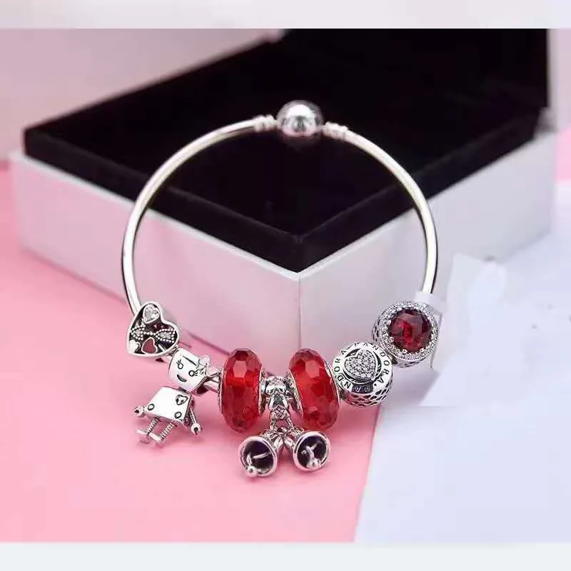 

Halfawake 925 Silver Heart Beads Bracelet Charms Bangles For Jewelry Making 2021 Trend With Original Box Gifts