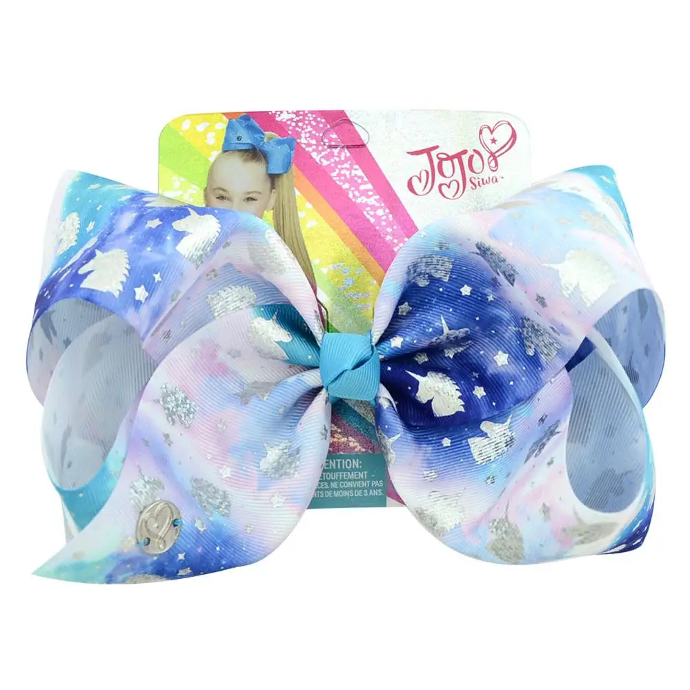 861-j-1 1 шт. " Большой JoJo Siwa банты Радужный Единорог бант-узел корсажная лента с рисунком ленты банты для волос с зажимом Детские аксессуары для волос - Цвет: 861-j-1