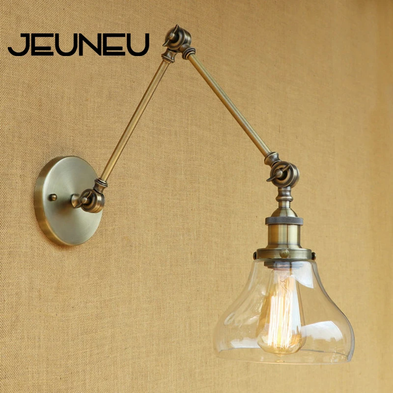 Винтажный Настенный светильник E27 в стиле лофт прозрачный стеклянный абажур с