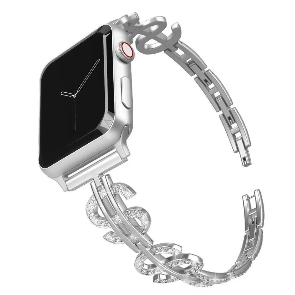 Ремешок из нержавеющей стали для Apple Watch Band 44 мм 42 40 38 роскошный металлический