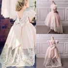 Платье для девочки с розовыми цветами, белое кружевное платье с перьями и бантом, стильные платья с реальными изображениями для девочек, платья на день рождения