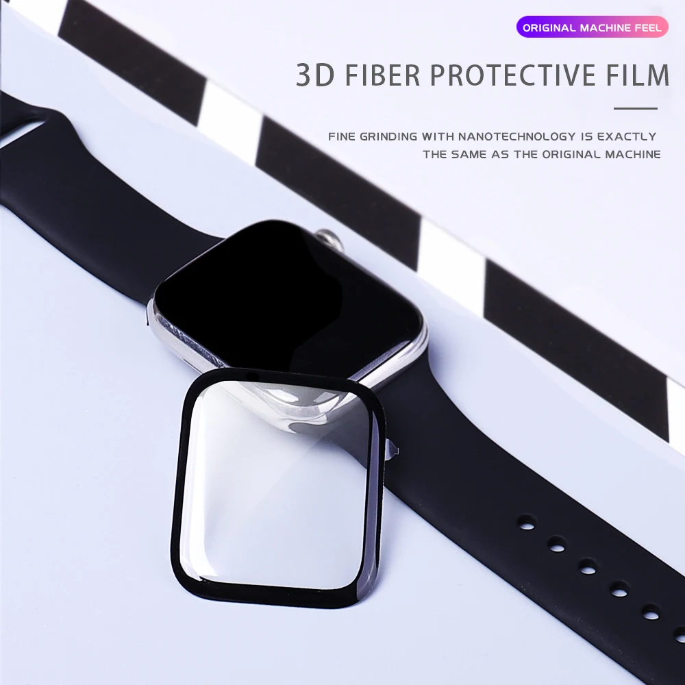 

3D curved edge HD fiber glass film for Apple Watch 6 SE 5 4 3 2 1 series soft screen protector apply to iwatch 38mm40mm 42mm44mm