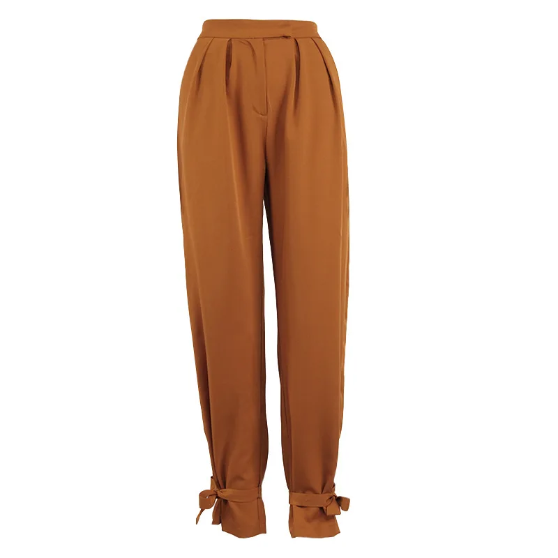 

casual solid color tie-up lace-up trousers sweatpants pants women autumn and winter women's fashion