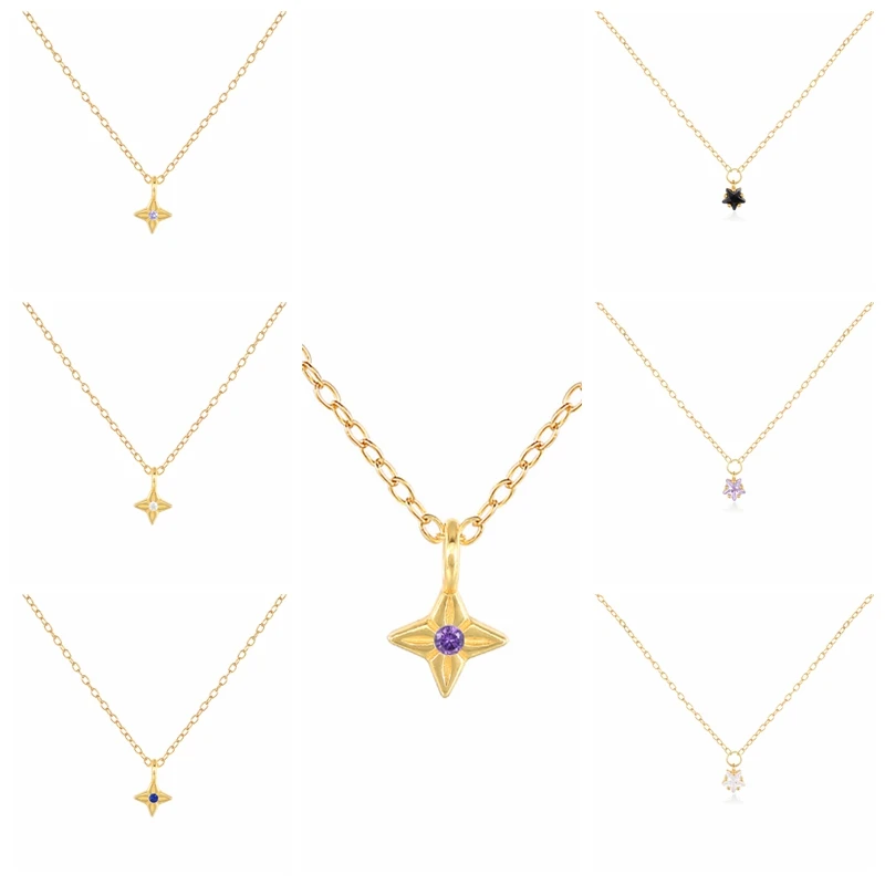 

Автоклав 925 стерлингового серебра Neckalces звезда инкрустированные Цвет CZ Циркон ожерелье из циркона квадратной шейный платок для Для женщин к...